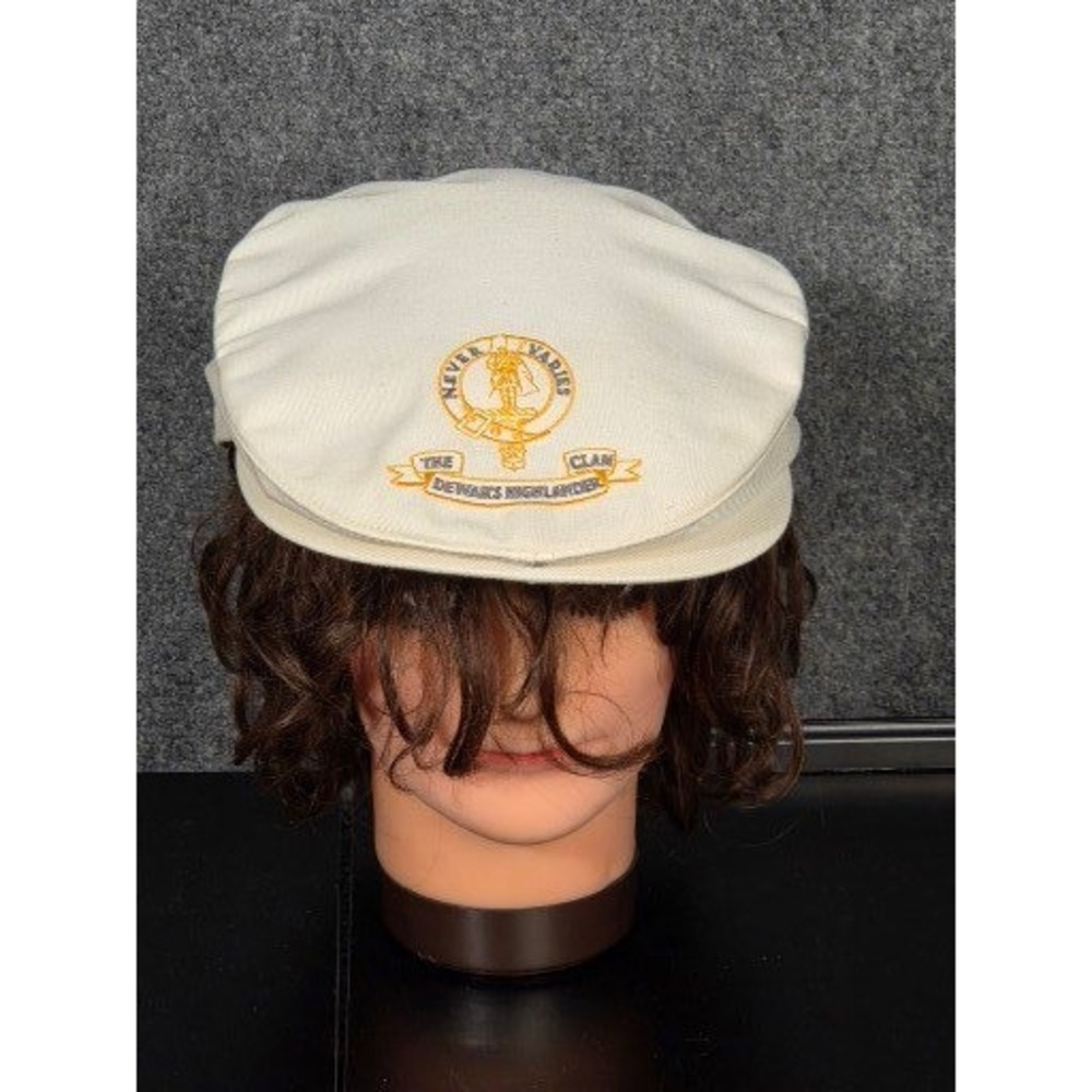VTG Dewars‎ Highlander Flat Cap White Embroidered Logo Mens Cap USA Casual Golf